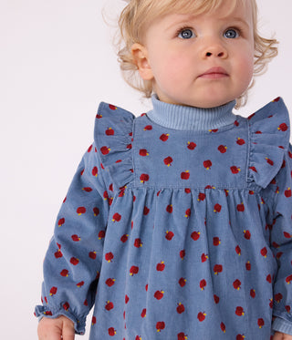 Babies' Long-Sleeved Apple-Print Corduroy Dress