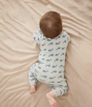 Babies' Whale Printed Cotton Footless Pyjama Suit