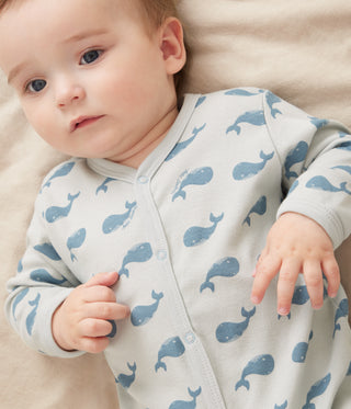 Babies' Whale Printed Cotton Footless Pyjama Suit