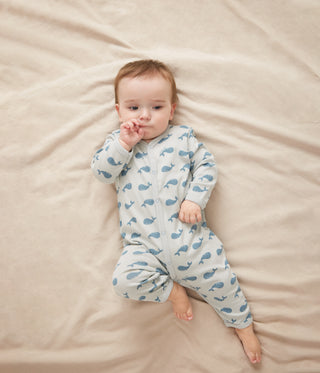 Babies' Whale Printed Cotton Footless Pyjama Suit