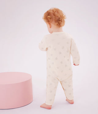Babies' Heart Print Footless Cotton Pyjama Suit