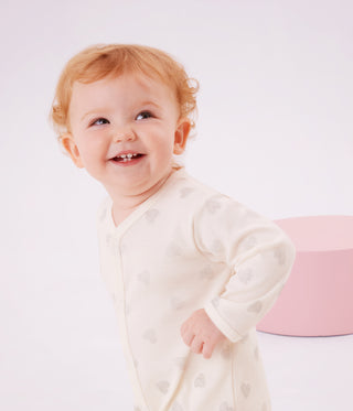Babies' Heart Print Footless Cotton Pyjama Suit