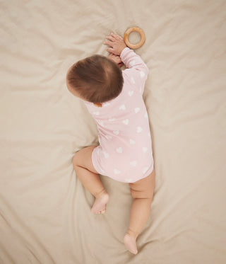 Babies' Long-Sleeved Heart Print Cotton Bodysuit - 3-Pack