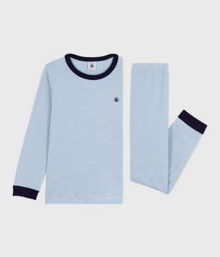 Children's Long-Sleeved Stripy Cotton Pyjamas 