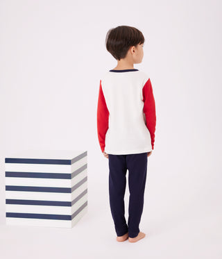 Children's Long-Sleeved Two-Colour Cotton Pyjamas