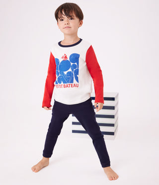 Children's Long-Sleeved Two-Colour Cotton Pyjamas