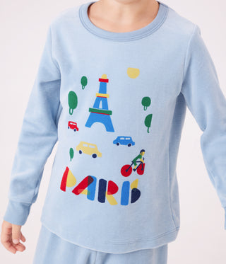 Children's Long-Sleeved Paris Print Velour Pyjamas