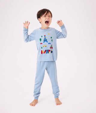 Children's Long-Sleeved Paris Print Velour Pyjamas
