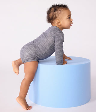 Babies' Long-Sleeved Bodysuit in Wool and Cotton