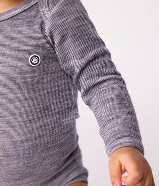 Babies' Long-Sleeved Bodysuit in Wool and Cotton