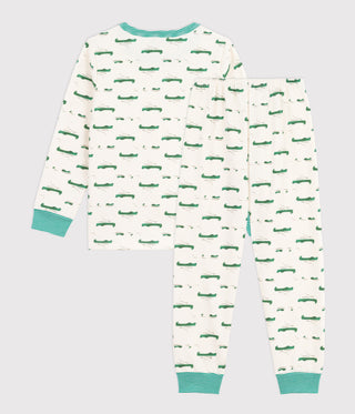Children's Long-Sleeved Crocodile Print Fleece Pyjamas 