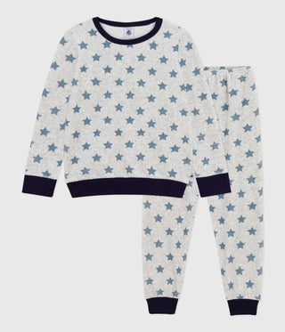 Children's Long-Sleeved Star Print Velour Pyjamas