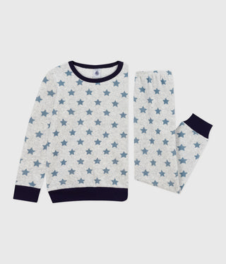Children's Long-Sleeved Star Print Velour Pyjamas