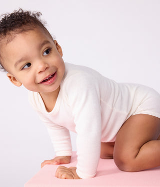 Babies' Long-Sleeved Bodysuit in Wool and Cotton