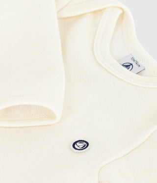 Babies' Long-Sleeved Bodysuit in Wool and Cotton