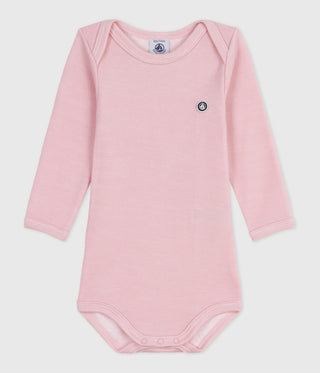 Babies' Long-Sleeved Bodysuit in Wool and Cotton