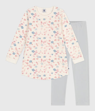 Girls' Floral Print Brushed Fleece Nightdress and Leggings 