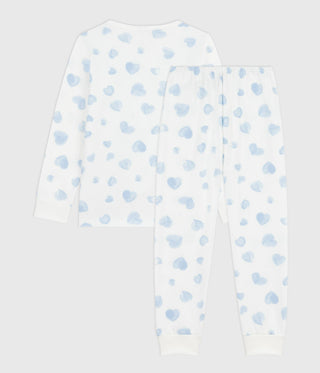 Children's Long-Sleeved Pyjamas in Heart-Printed Fleece 