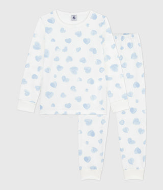 Children's Long-Sleeved Pyjamas in Heart-Printed Fleece 