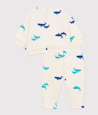 Babies' Sweatshirt and Trousers Set in Whale-Print Cotton