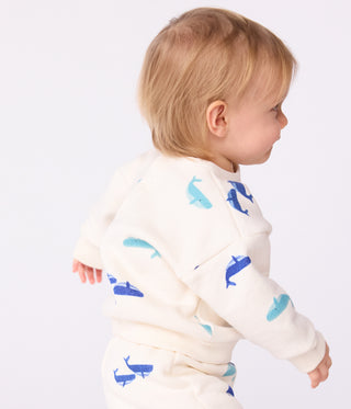 Babies' Sweatshirt and Trousers Set in Whale-Print Cotton
