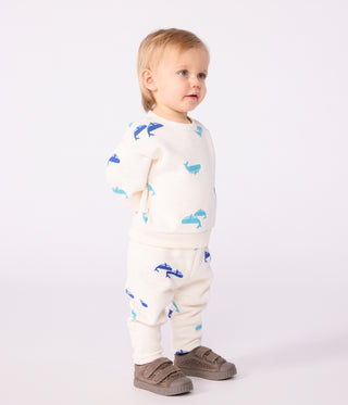 Babies' Sweatshirt and Trousers Set in Whale-Print Cotton