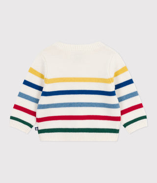 Babies' Multi-Coloured Striped Wool and Cotton Jumper 