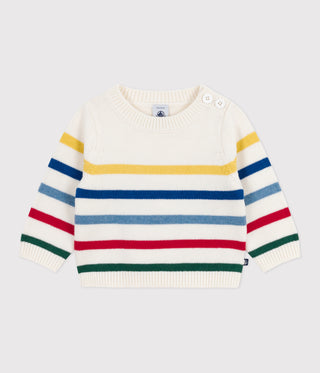 Babies' Multi-Coloured Striped Wool and Cotton Jumper 
