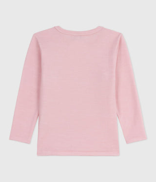 Children's Long-Sleeved Plain Wool and Cotton T-Shirt