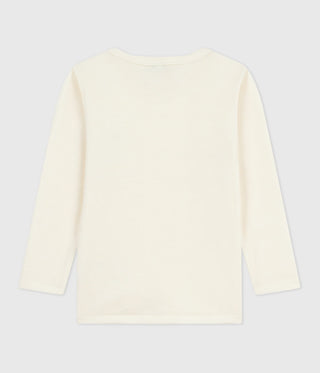 Children's Long-Sleeved Plain Wool and Cotton T-Shirt