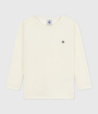 Children's Long-Sleeved Plain Wool and Cotton T-Shirt