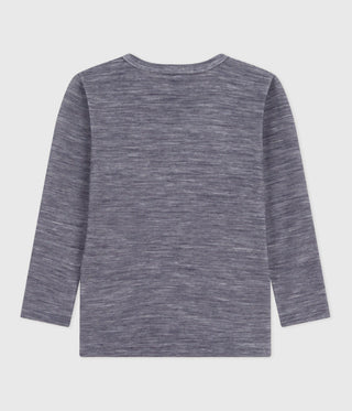 Children's Long-Sleeved Stripy Wool and Cotton T-Shirt