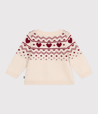 Babies' Heart-Pattern Wool and Cotton Knit Cardigan