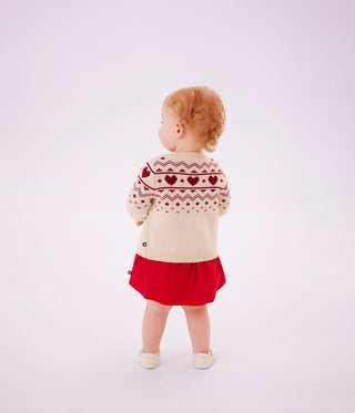 Babies' Heart-Pattern Wool and Cotton Knit Cardigan