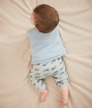 Babies' Sleeveless Reversible Whale-Print Cotton Cardigan