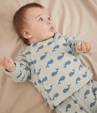 Babies' Sleeveless Reversible Whale-Print Cotton Cardigan
