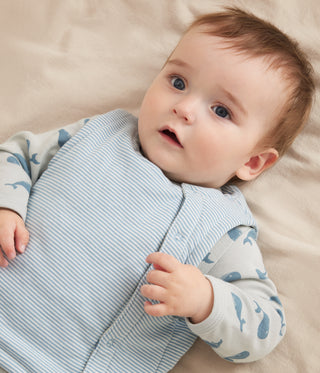 Babies' Sleeveless Reversible Whale-Print Cotton Cardigan