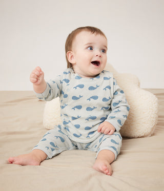 Babies' Sleeveless Reversible Whale-Print Cotton Cardigan