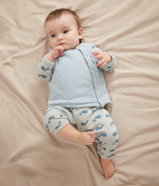 Babies' Sleeveless Reversible Whale-Print Cotton Cardigan