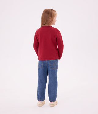 Girls' Heart Printed Plain Fleece Cardigan