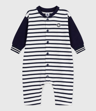 Babies' Long Jumpsuit in Cotton With Sailor Stripes Print