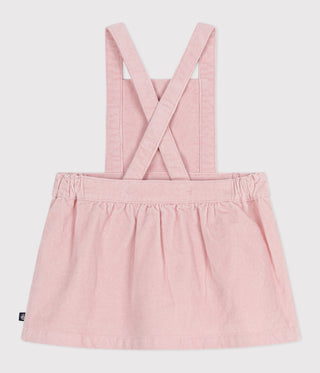 Babies' Dress in Corduroy Embroidered With Flowers On The Waistband 