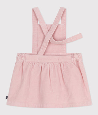 Babies' Dress in Corduroy Embroidered With Flowers On The Waistband 