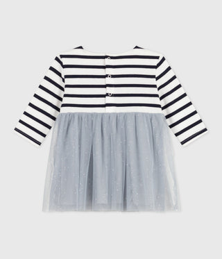Babies' Long-Sleeved Stripy Dress in Two Materials