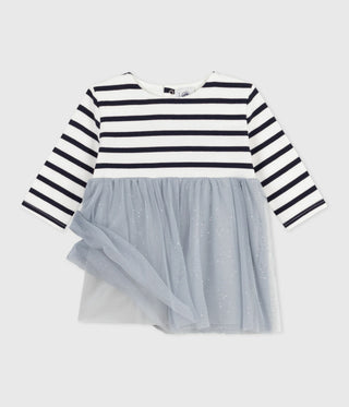 Babies' Long-Sleeved Stripy Dress in Two Materials