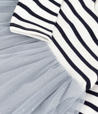 Babies' Long-Sleeved Stripy Dress in Two Materials