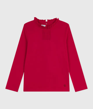 Girls' Long-Sleeved Plain Cotton T-Shirt
