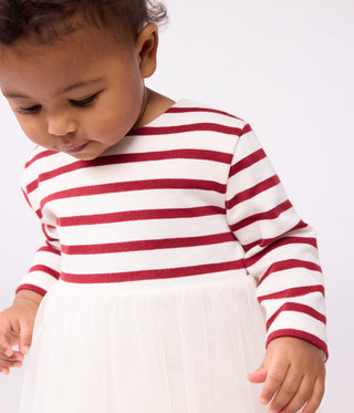 Babies' Long-Sleeved Stripy Dress in Two Materials