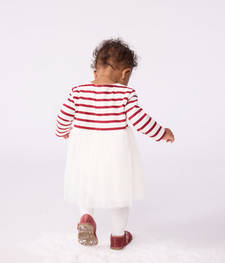 Babies' Long-Sleeved Stripy Dress in Two Materials