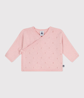 Babies' Wool and Cotton Openwork Knit Wrapover Top